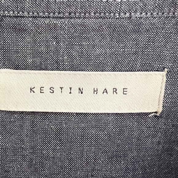 KESTIN HARE Armadale Overshirt in a Cotton/Linen Blend Chambray Blue - S - Picture 4 of 10